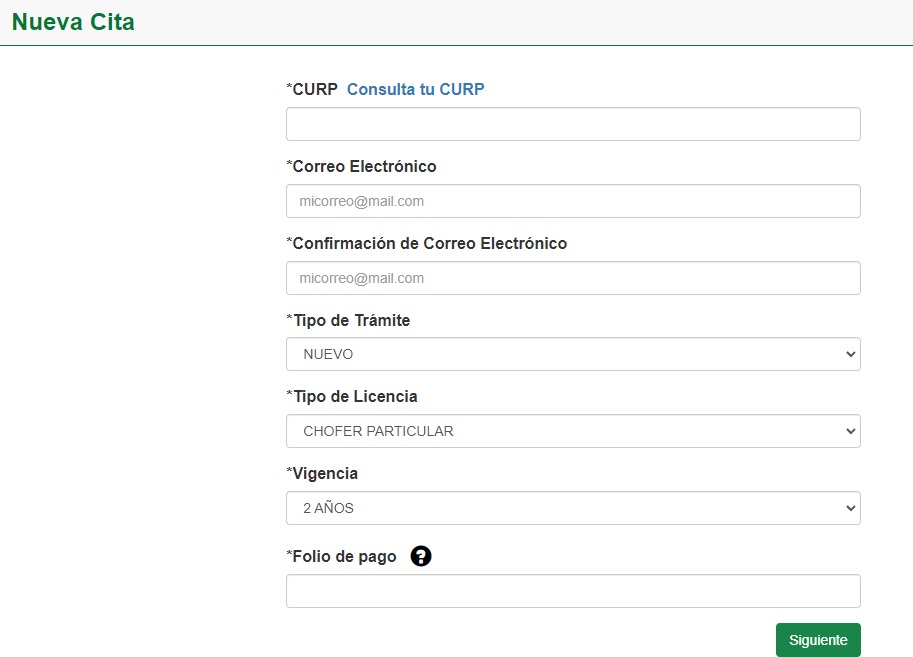 Sacar cita Licencia conducir Coahuila